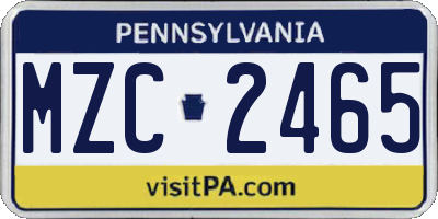 PA license plate MZC2465