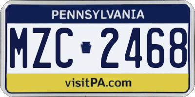 PA license plate MZC2468