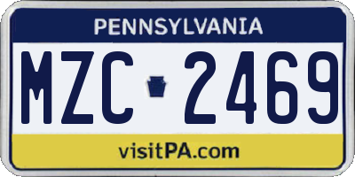 PA license plate MZC2469