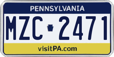 PA license plate MZC2471