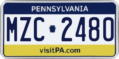 PA license plate MZC2480