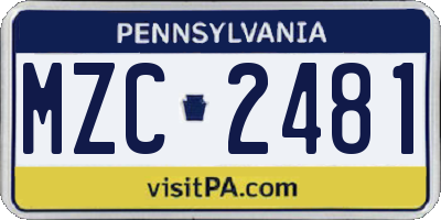 PA license plate MZC2481