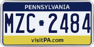 PA license plate MZC2484