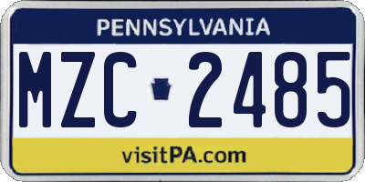 PA license plate MZC2485