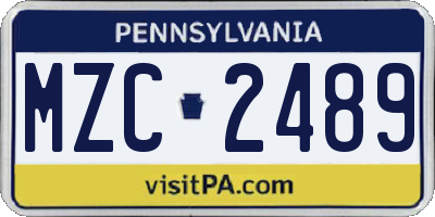 PA license plate MZC2489