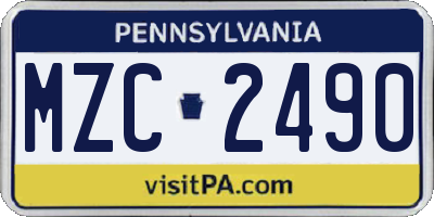 PA license plate MZC2490