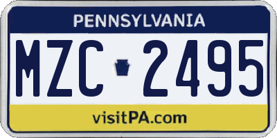 PA license plate MZC2495
