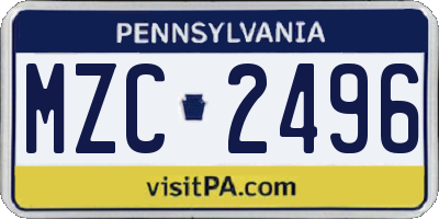 PA license plate MZC2496