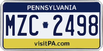 PA license plate MZC2498