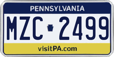 PA license plate MZC2499