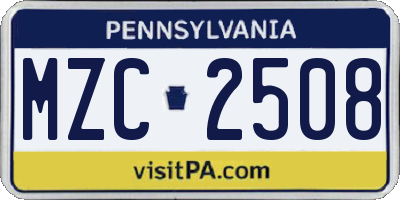PA license plate MZC2508