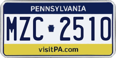 PA license plate MZC2510