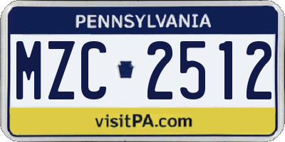 PA license plate MZC2512
