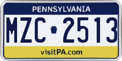 PA license plate MZC2513