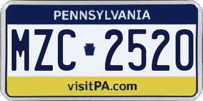 PA license plate MZC2520