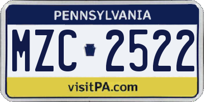 PA license plate MZC2522
