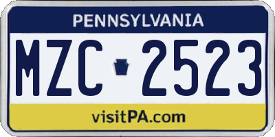 PA license plate MZC2523