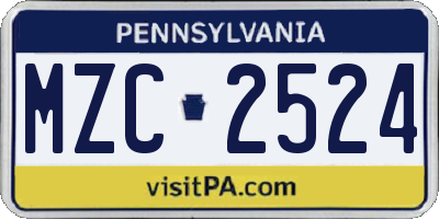 PA license plate MZC2524