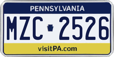 PA license plate MZC2526