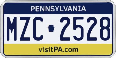 PA license plate MZC2528