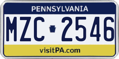 PA license plate MZC2546