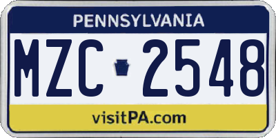 PA license plate MZC2548