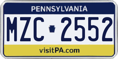 PA license plate MZC2552