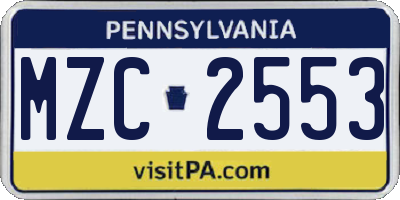 PA license plate MZC2553