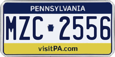 PA license plate MZC2556