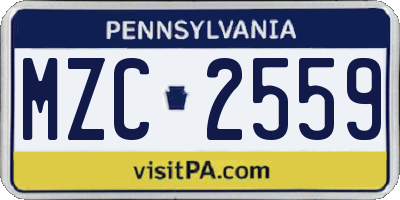 PA license plate MZC2559