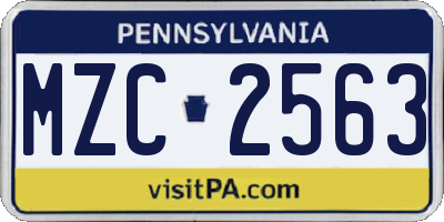 PA license plate MZC2563