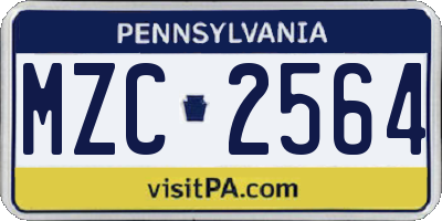 PA license plate MZC2564