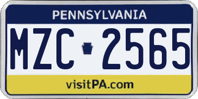 PA license plate MZC2565