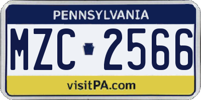 PA license plate MZC2566