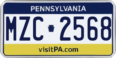 PA license plate MZC2568