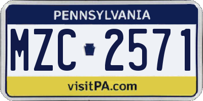 PA license plate MZC2571