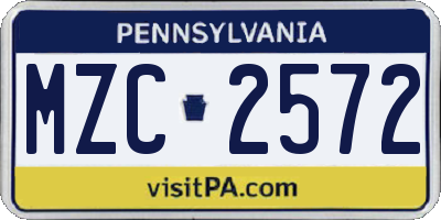 PA license plate MZC2572