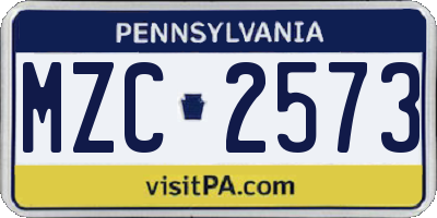 PA license plate MZC2573