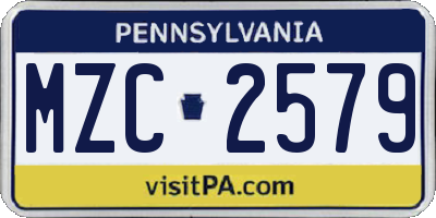 PA license plate MZC2579