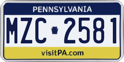 PA license plate MZC2581