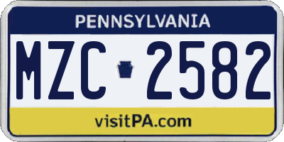 PA license plate MZC2582
