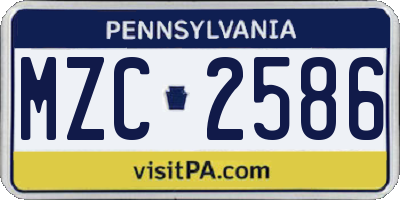 PA license plate MZC2586