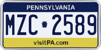 PA license plate MZC2589