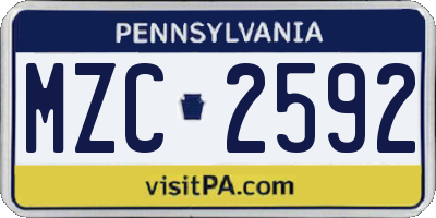 PA license plate MZC2592
