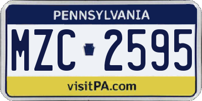 PA license plate MZC2595
