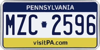 PA license plate MZC2596