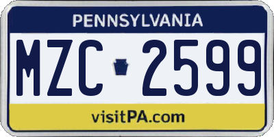 PA license plate MZC2599