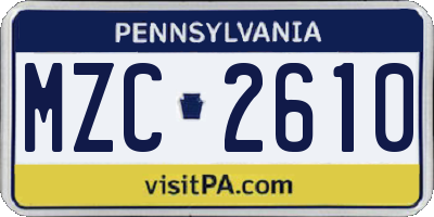 PA license plate MZC2610