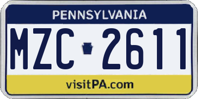 PA license plate MZC2611