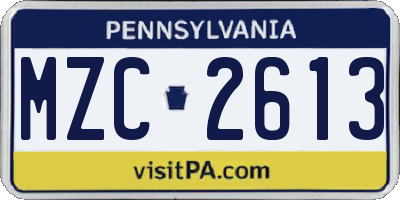 PA license plate MZC2613